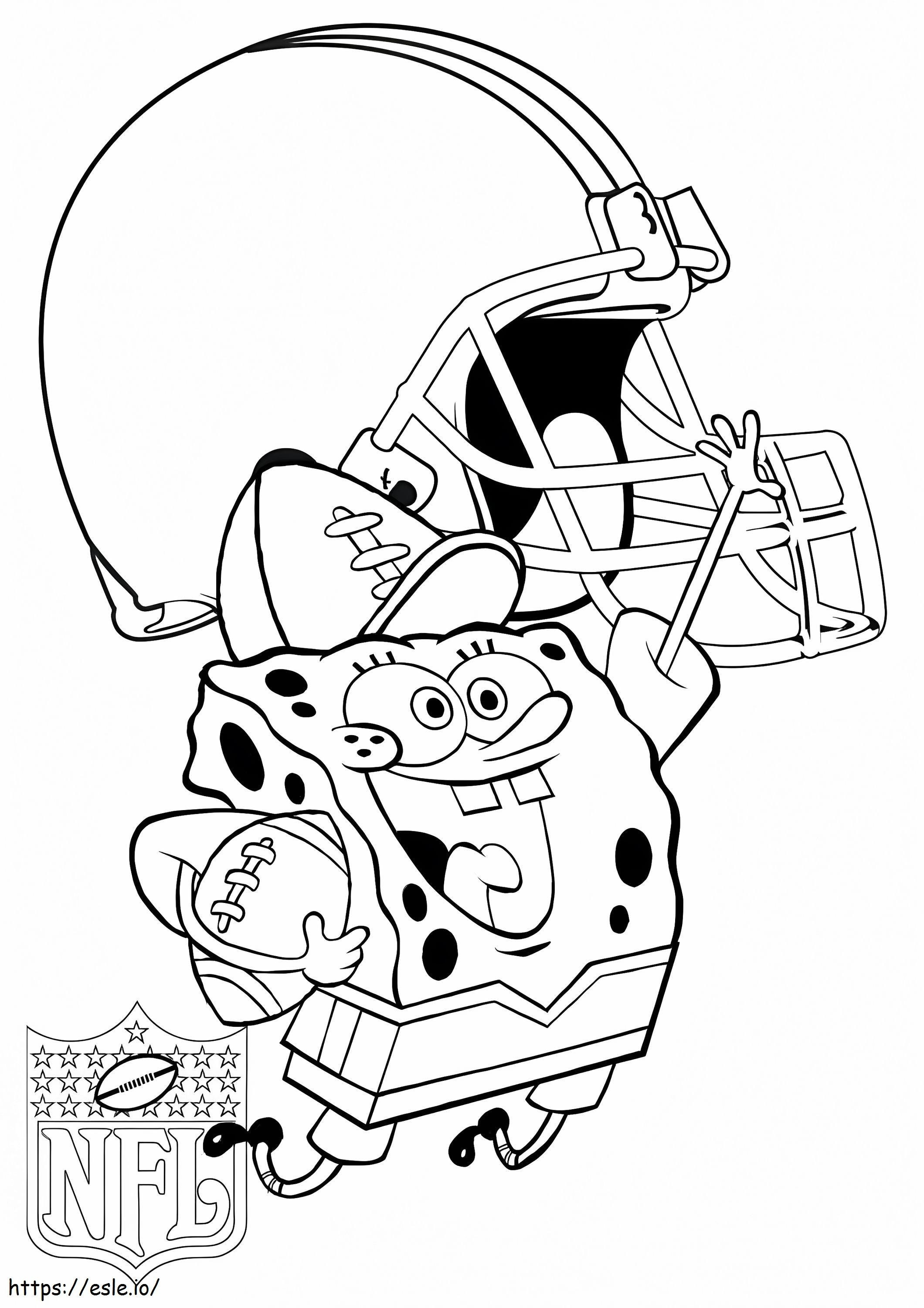 Spongebob Squarepants Cleveland Browns With Baseball Cap coloring page