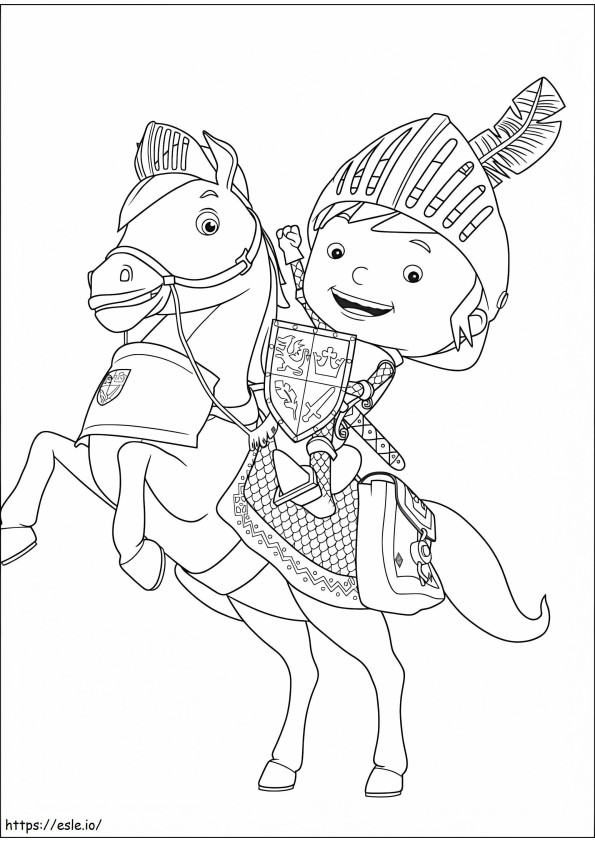 Coloriage Mike le chevalier à cheval à imprimer dessin