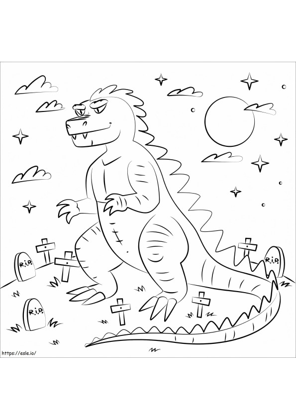 Drăguț Godzilla de colorat