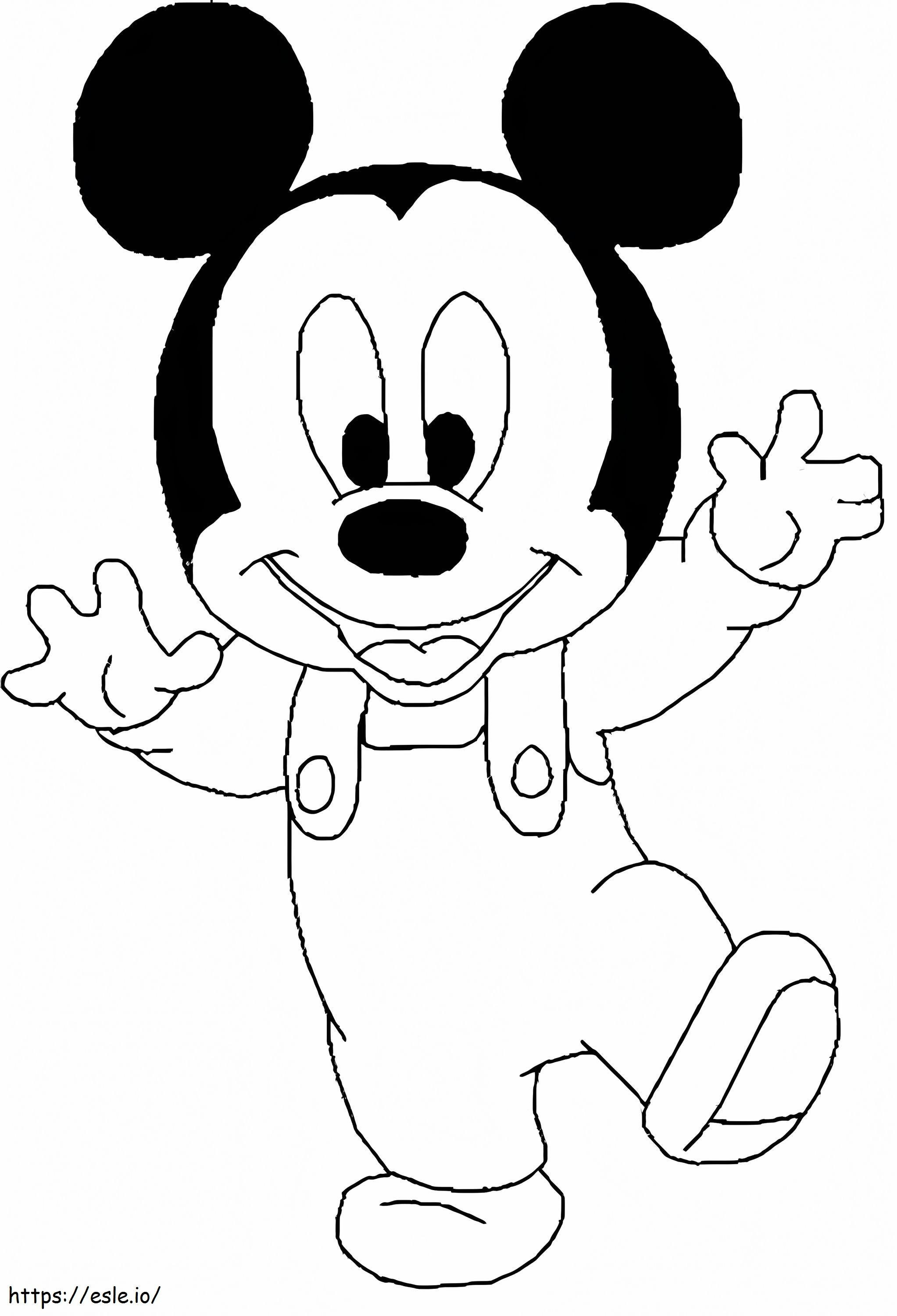 Coloriage Mignon bébé Mickey Mouse à imprimer dessin