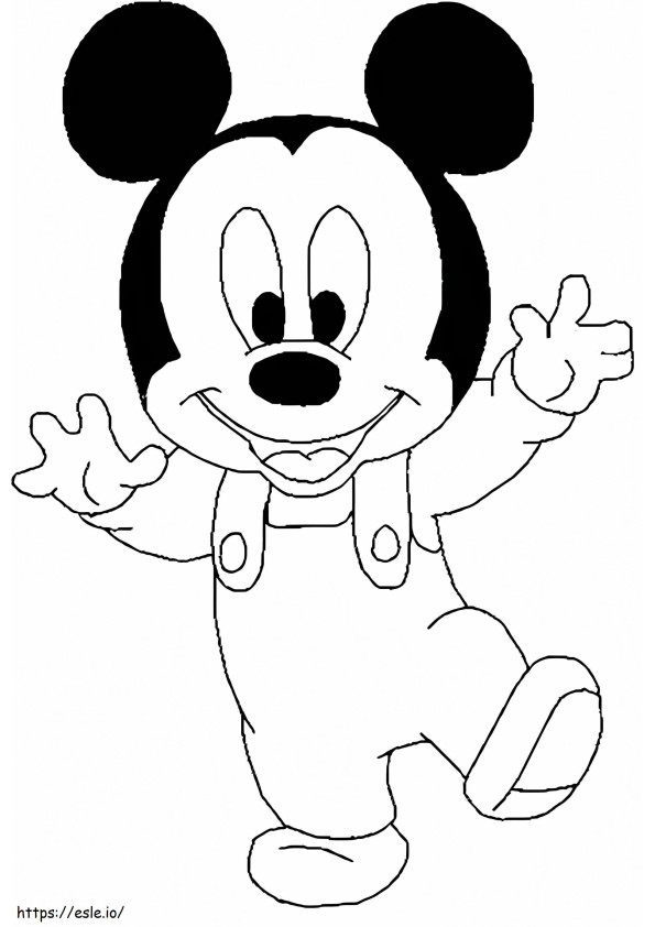 Coloriage Mignon bébé Mickey Mouse à imprimer dessin
