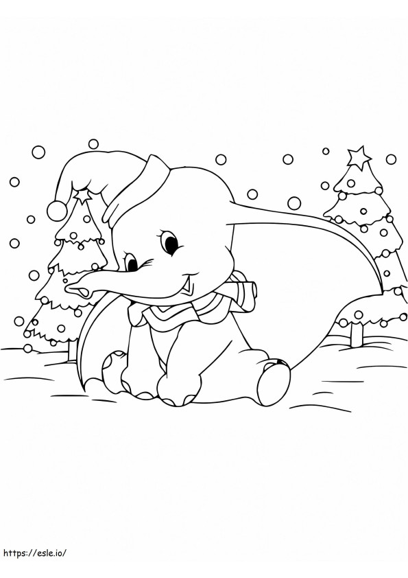Pagina da colorare di Natale Disney Dumbo da colorare