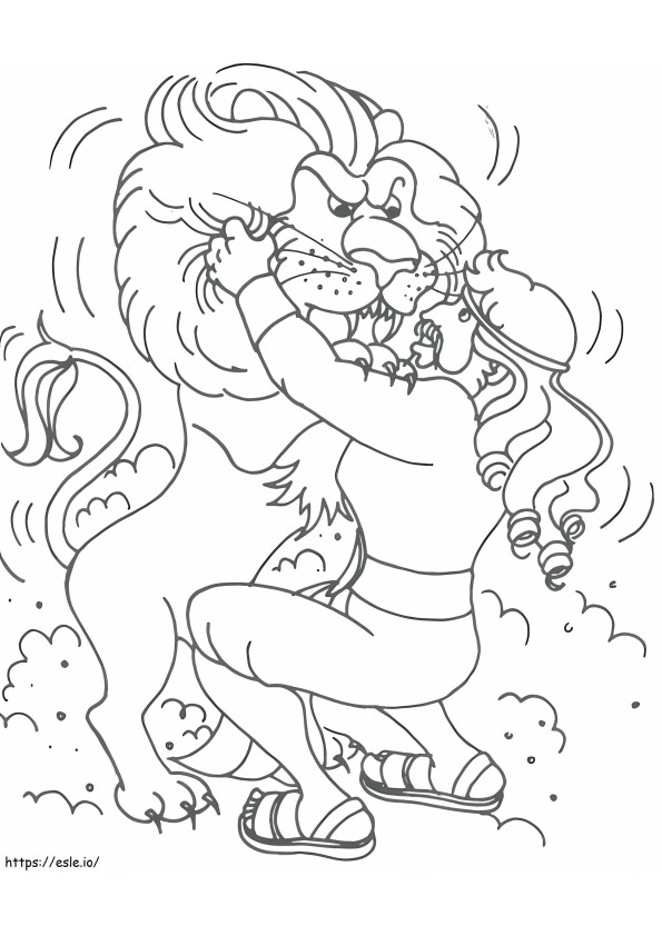 Sampson And Lion coloring page
