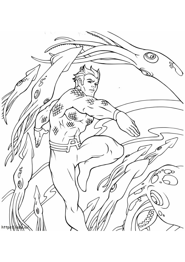 Aquaman Y Animal Marino coloring page