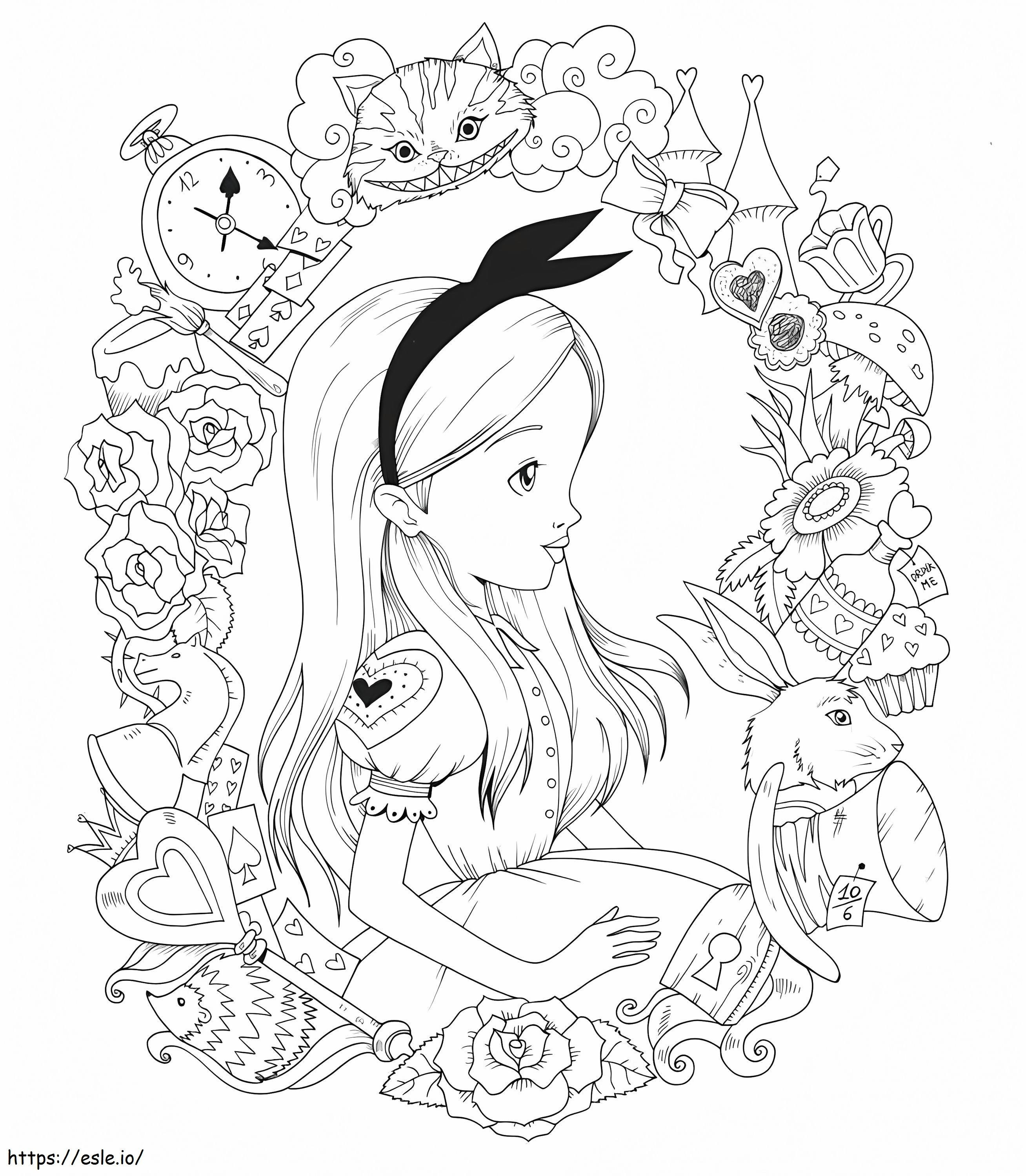 Alice in Wonderland-afbeelding kleurplaat kleurplaat