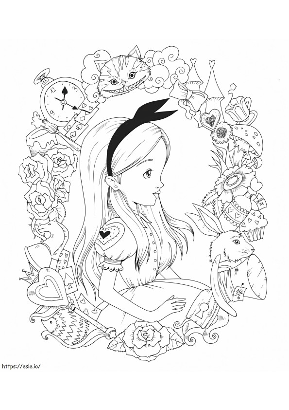 Alice in Wonderland-afbeelding kleurplaat