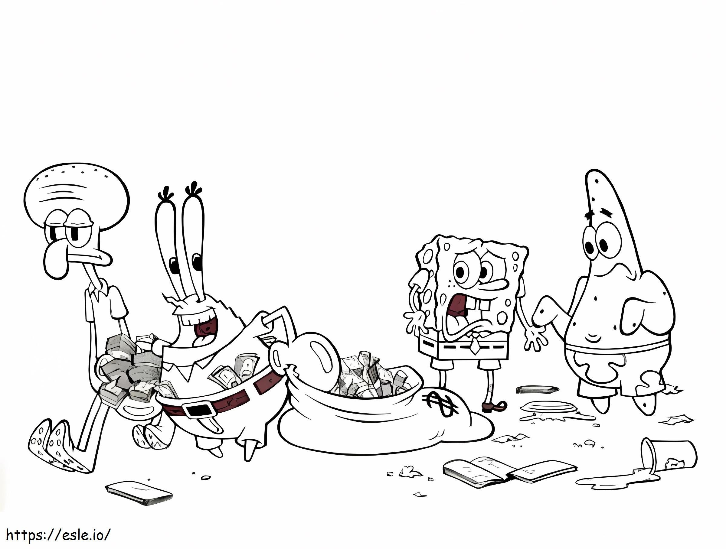 Mr. Krabs Leaves With A Lot Of Money At Krusty Krab coloring page