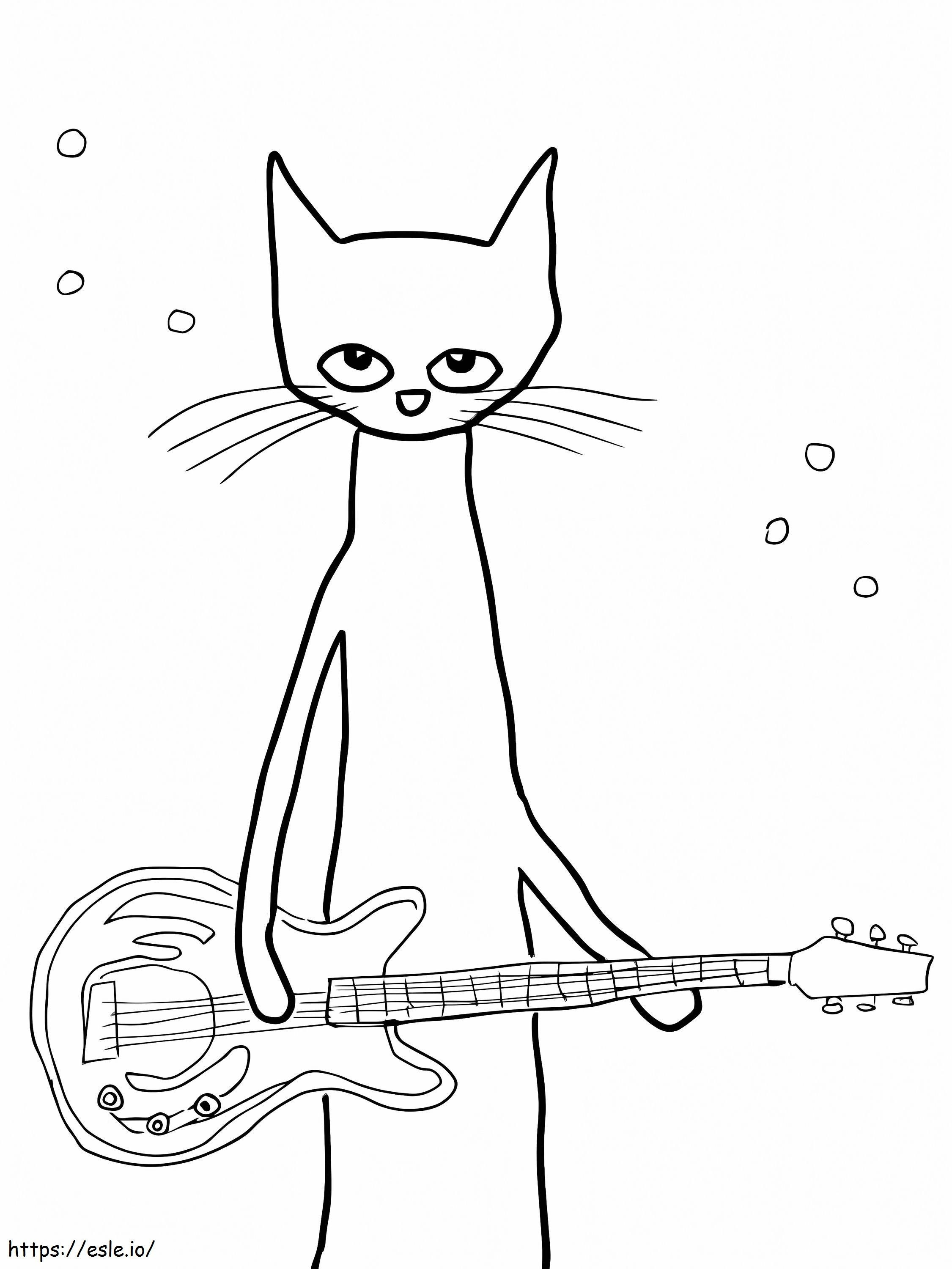 El guitarrista Pete el gato. para colorear