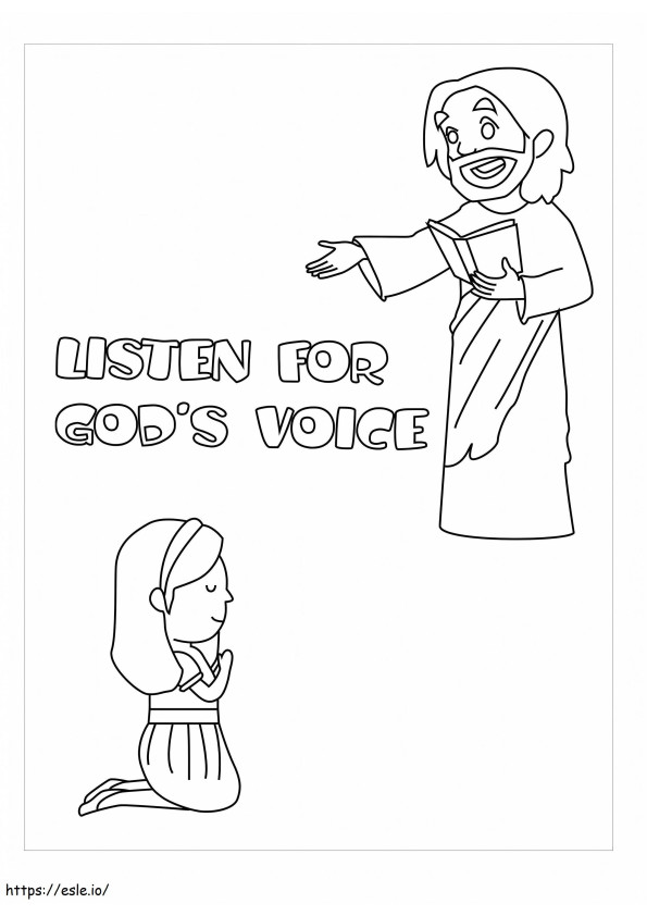 Luister naar de stem van God kleurplaat