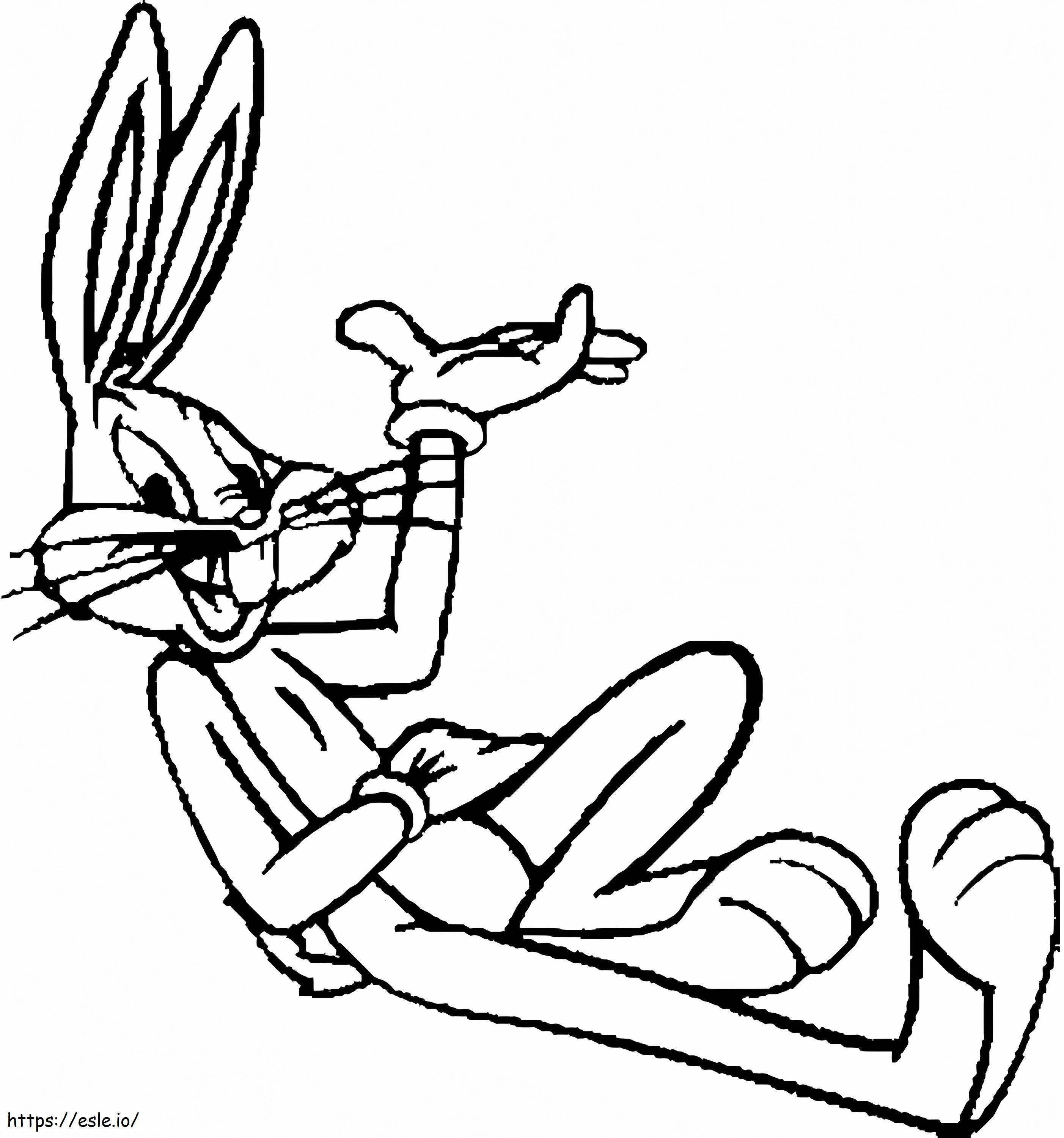 Tekening Bugs Bunny liggend kleurplaat kleurplaat