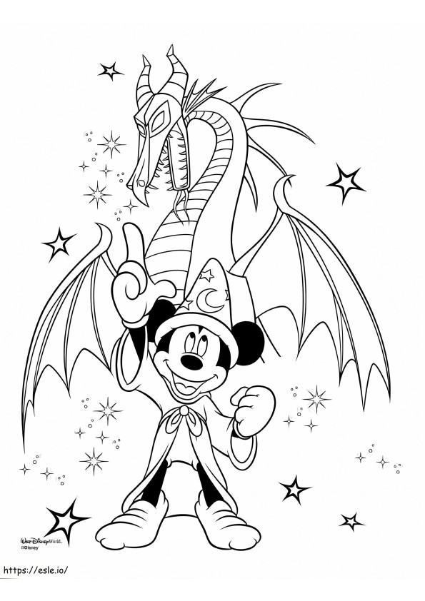 Mickey uit Fantasia kleurplaat