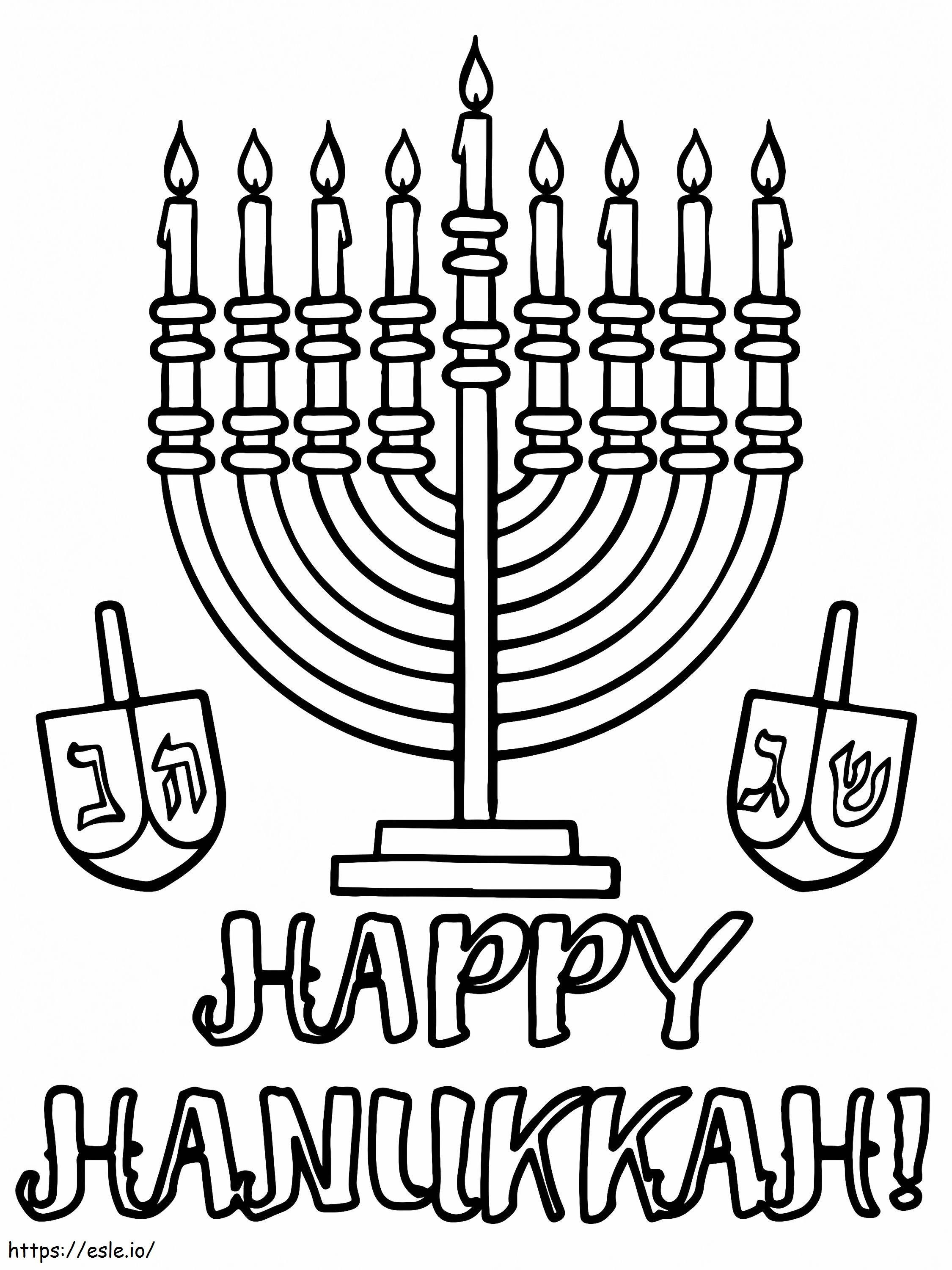 Hanukkah și Menorah de colorat