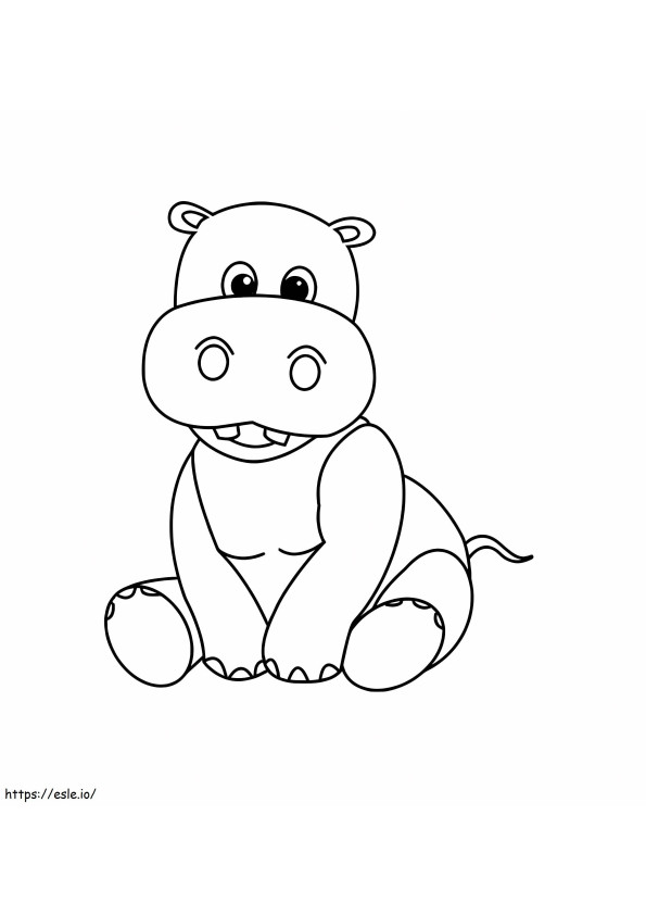 Hipopótamo fofo sentado para colorir