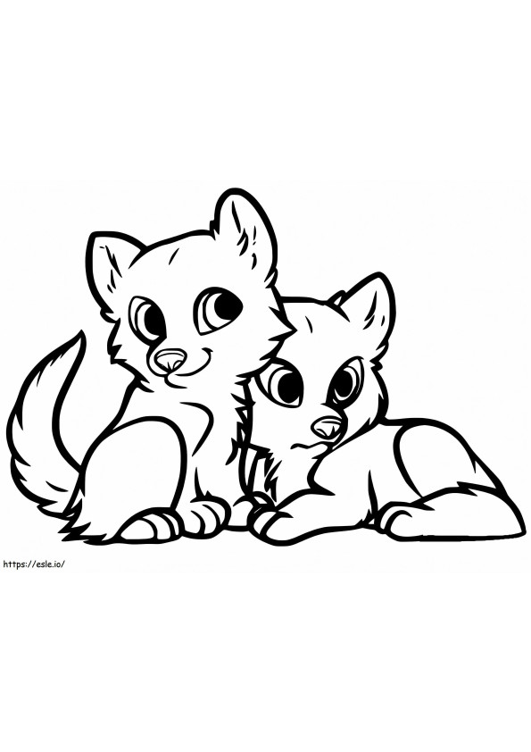 Cute Foxes coloring page