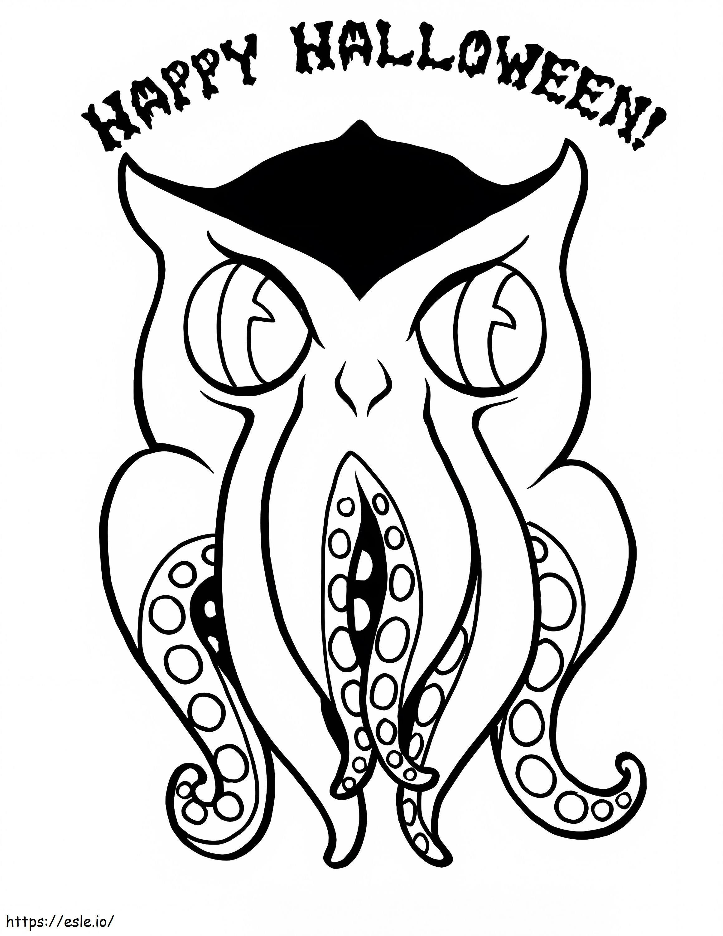Happy Halloween Cthulhu coloring page