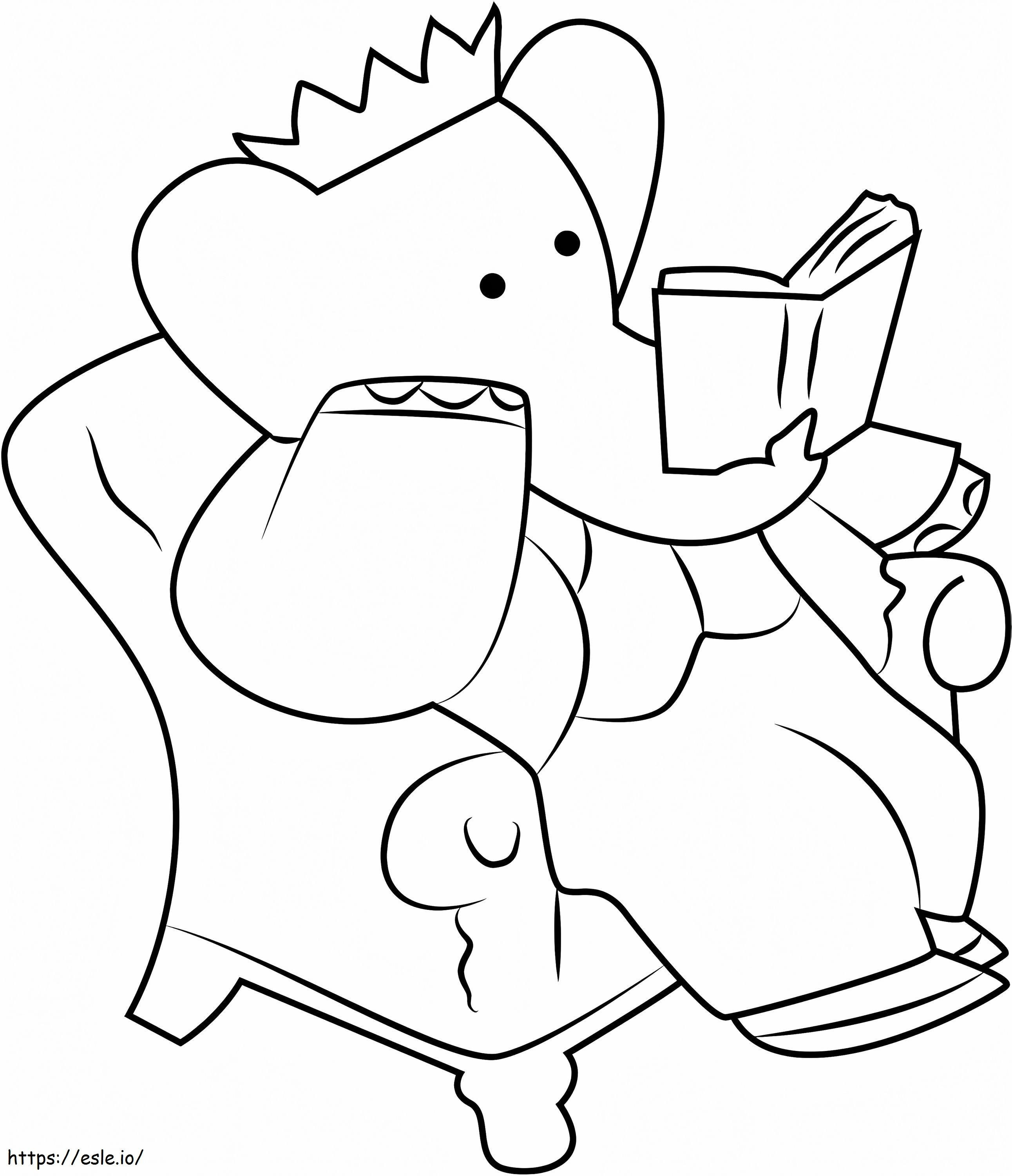 1531188853 Babar Reading Book A4 coloring page