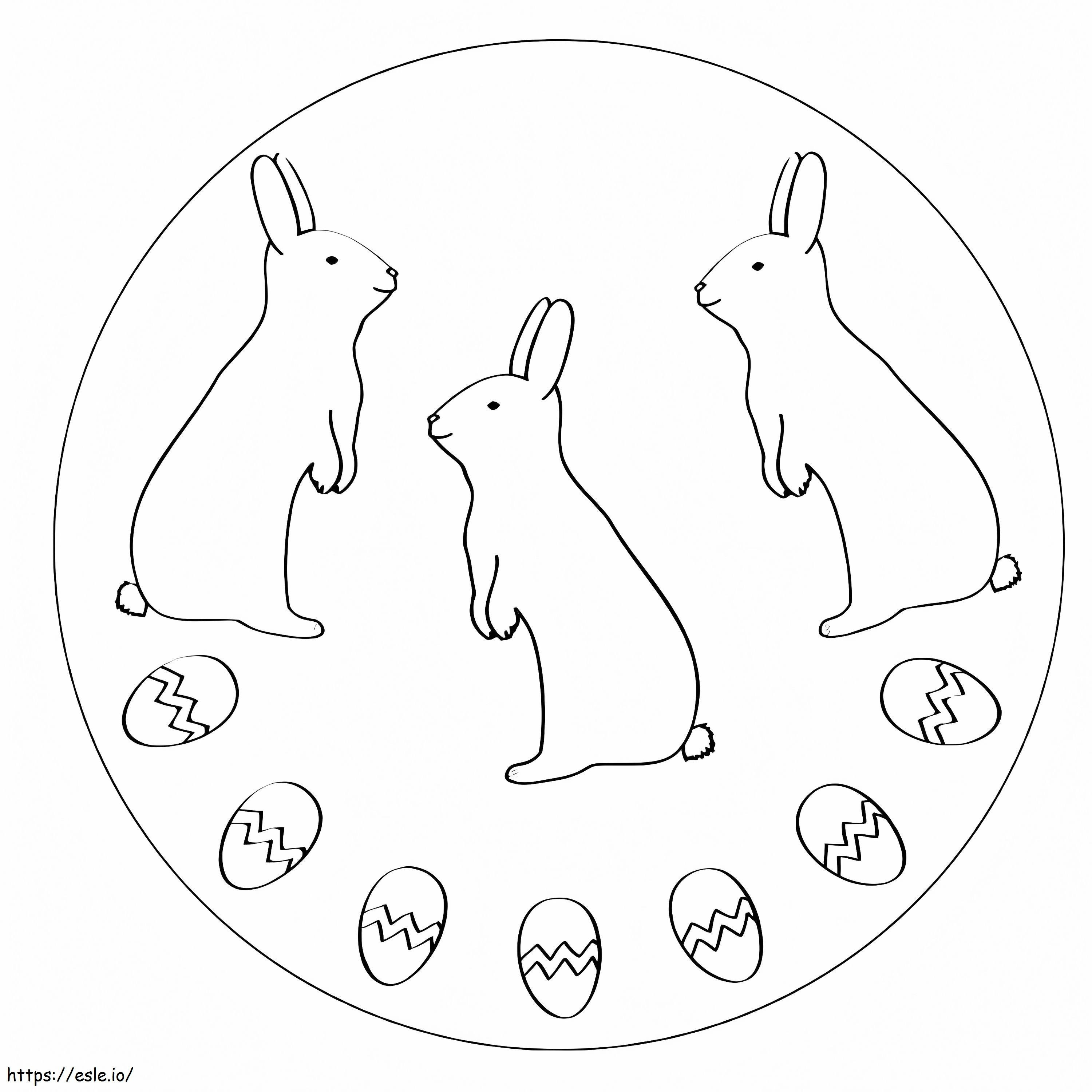 Easter Mandala Rabbits coloring page