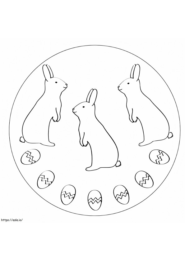 Easter Mandala Rabbits coloring page