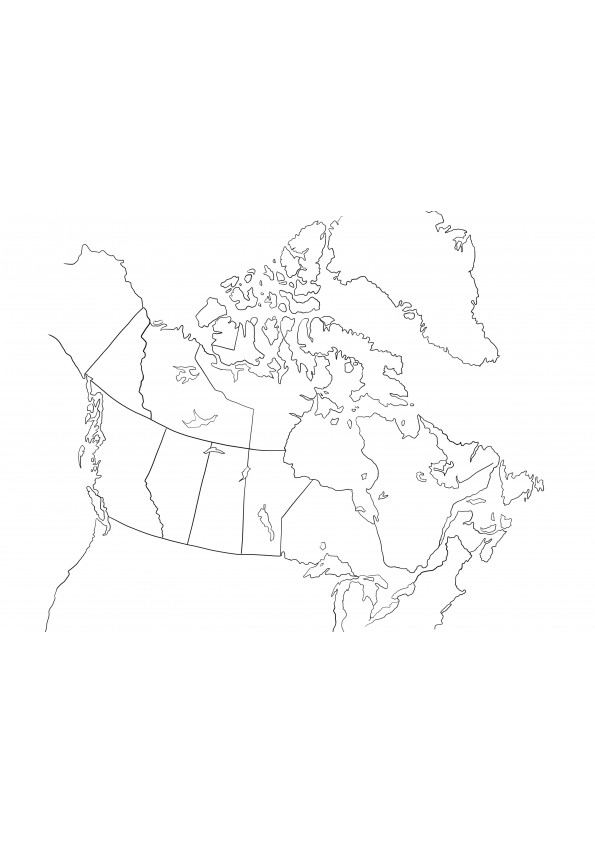 Dibujo para colorear del mapa del país de Canadá simple para imprimir gratis