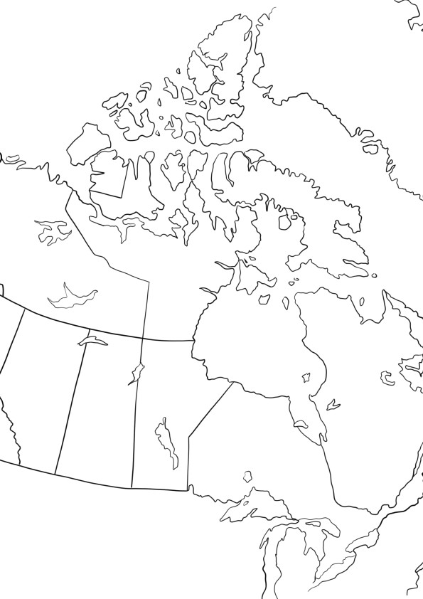 Canada landkaart eenvoudige kleurplaat om gratis af te drukken