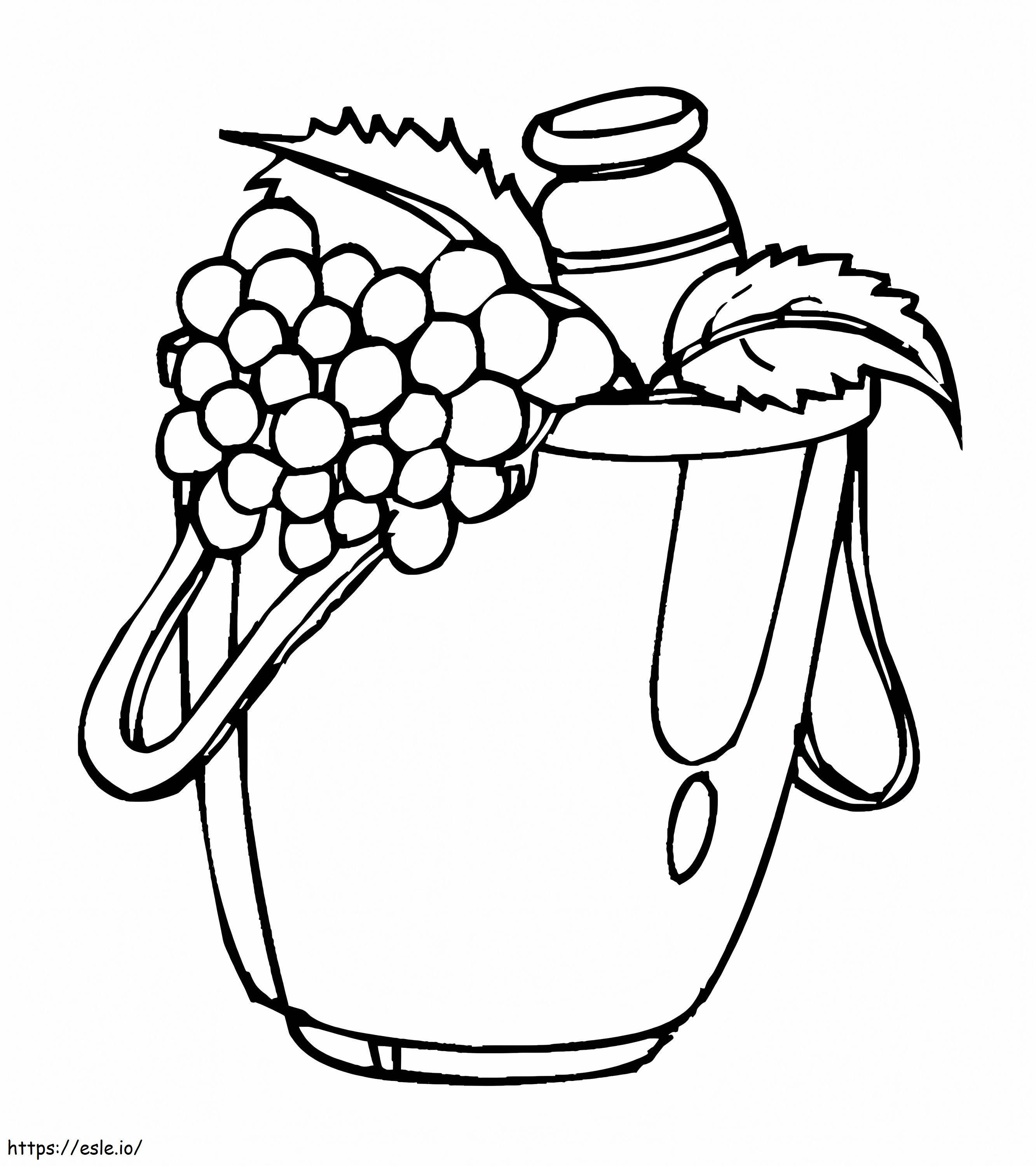 鍋の中のブドウ ぬりえ - 塗り絵
