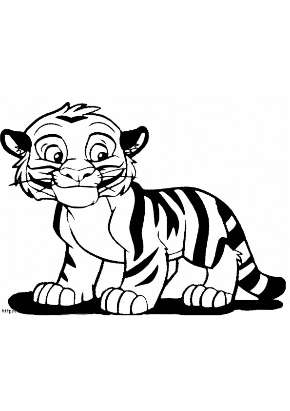 Coloriage Petit tigre souriant à imprimer dessin