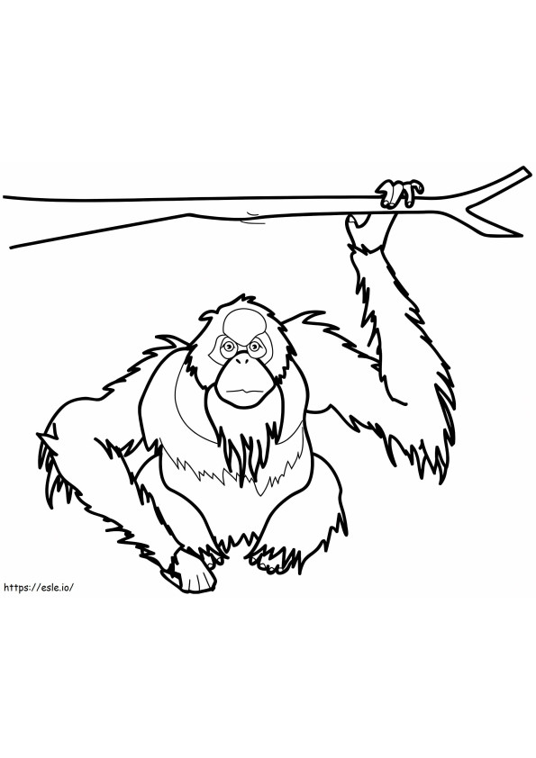 Tailless Monkey Holding A Tree Branch coloring page