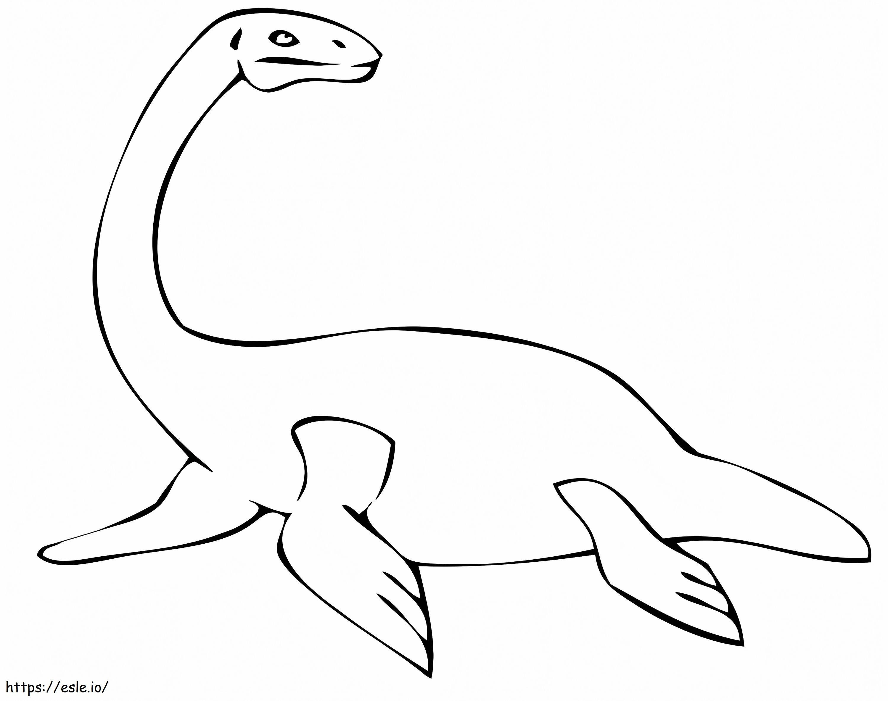 シンプルなプレシオサウルス ぬりえ - 塗り絵