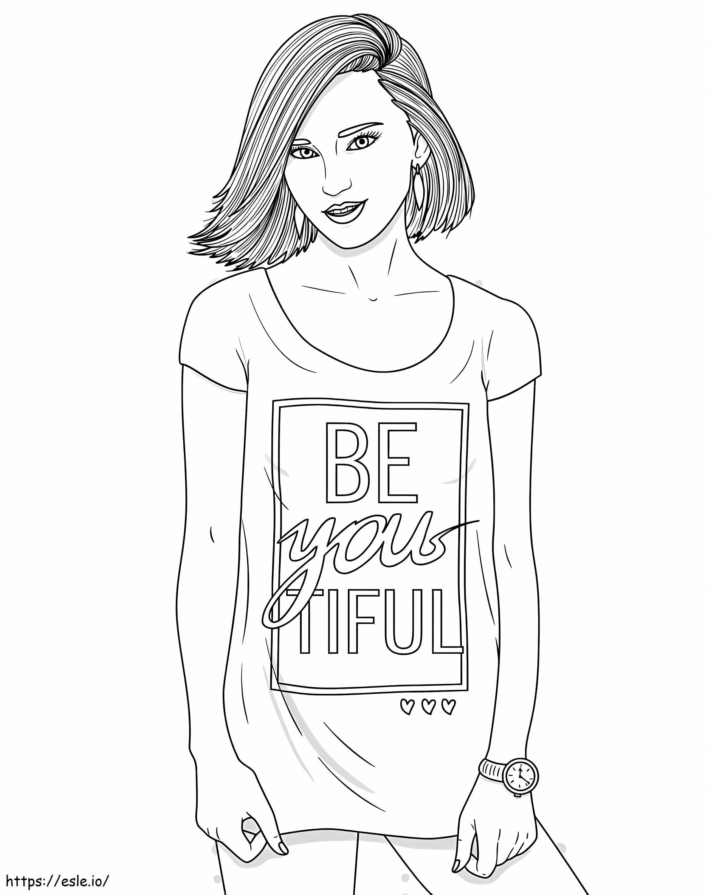 Girl In T Shirt coloring page