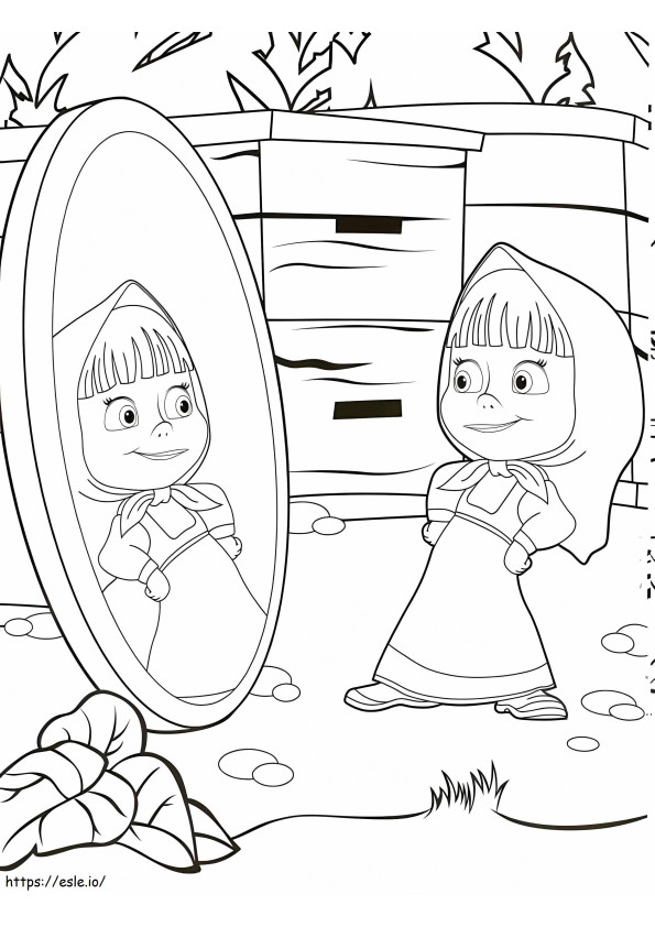 Masha în oglindă de colorat
