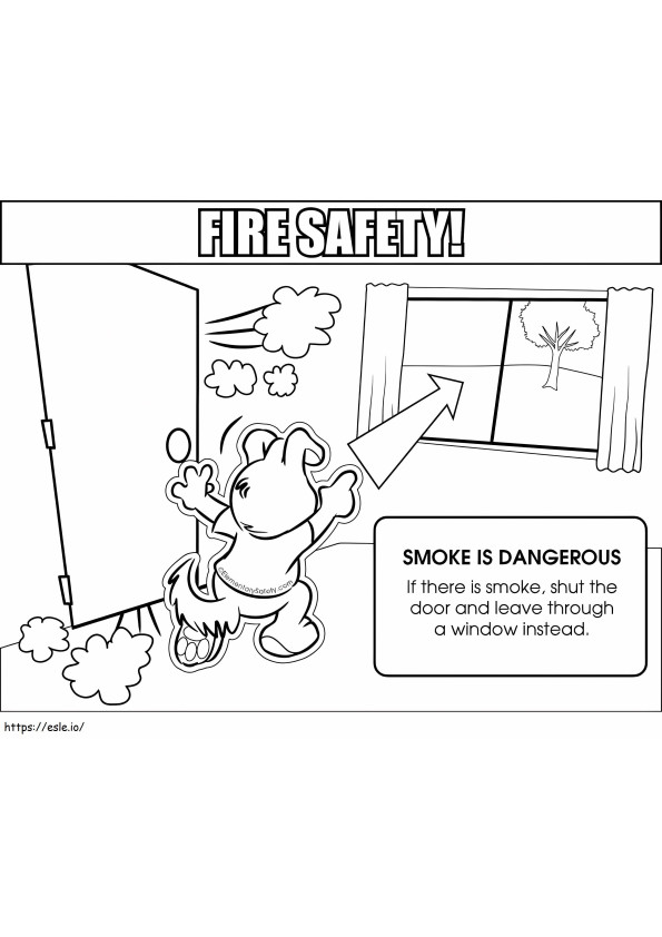 Smoke Is Dangerous Fire Safety coloring page