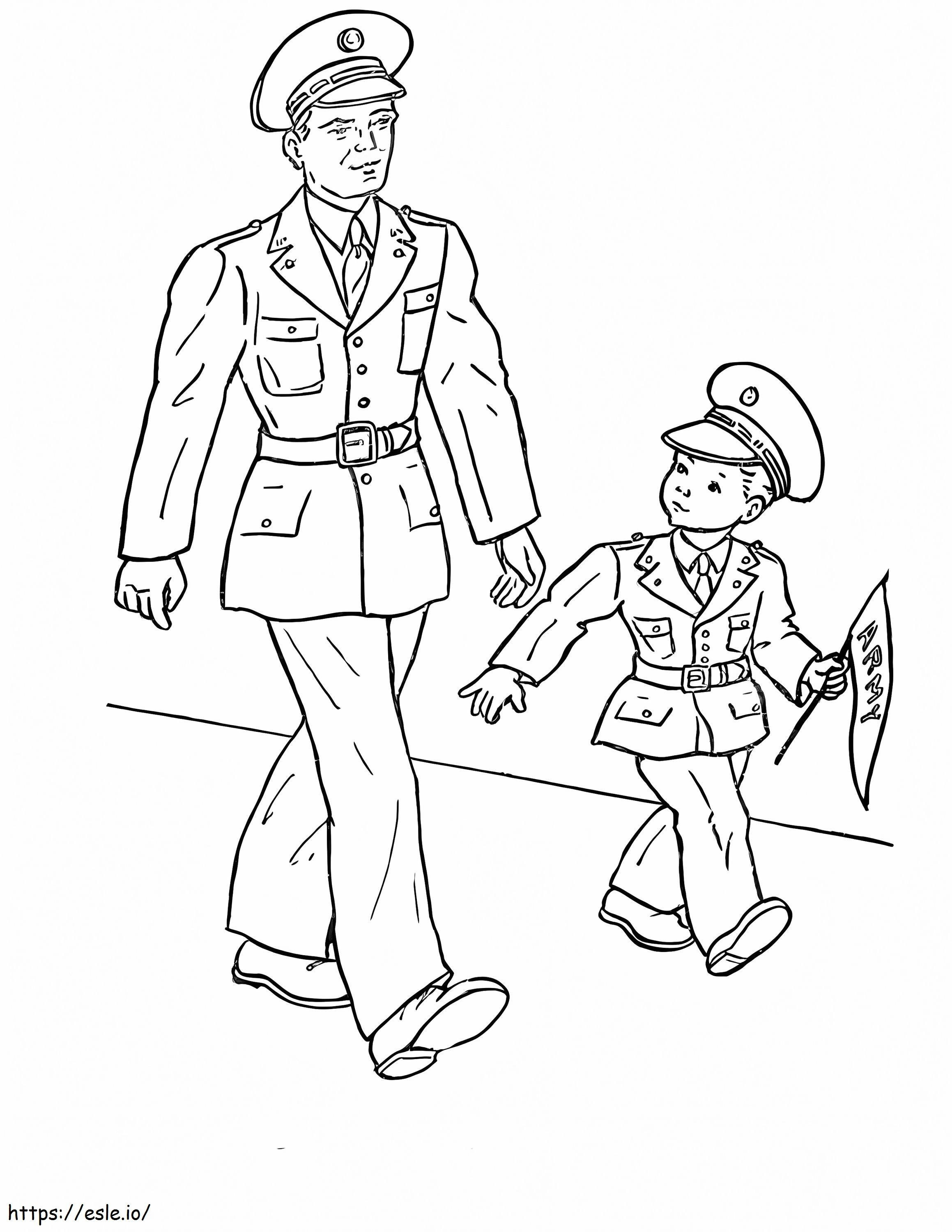 Veterans Day Grandfather And Grandson coloring page