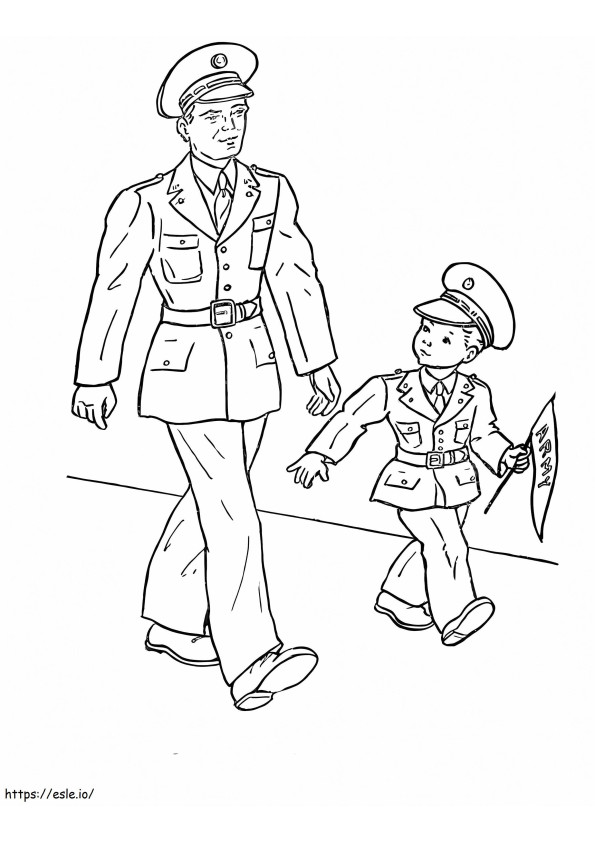 退役軍人の日の祖父と孫 ぬりえ - 塗り絵