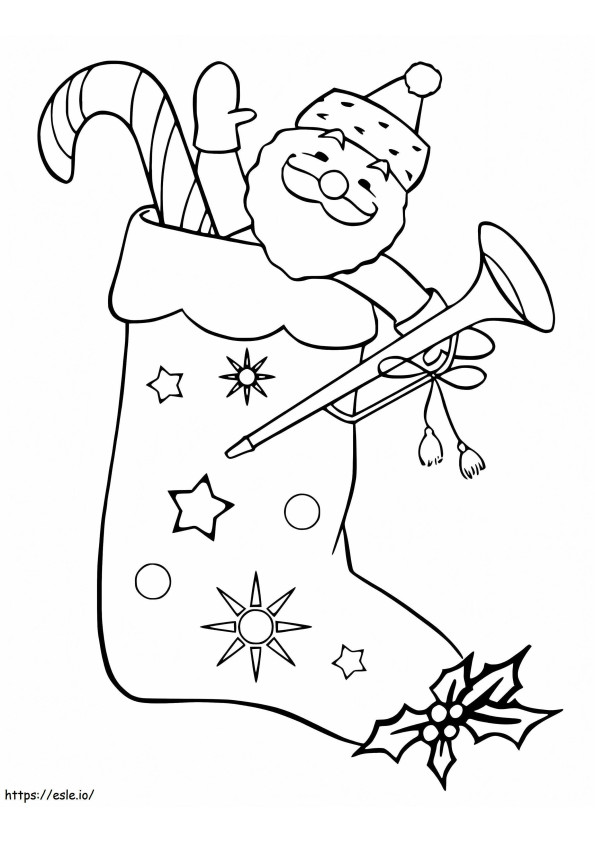 Santa In Christmas Stocking coloring page