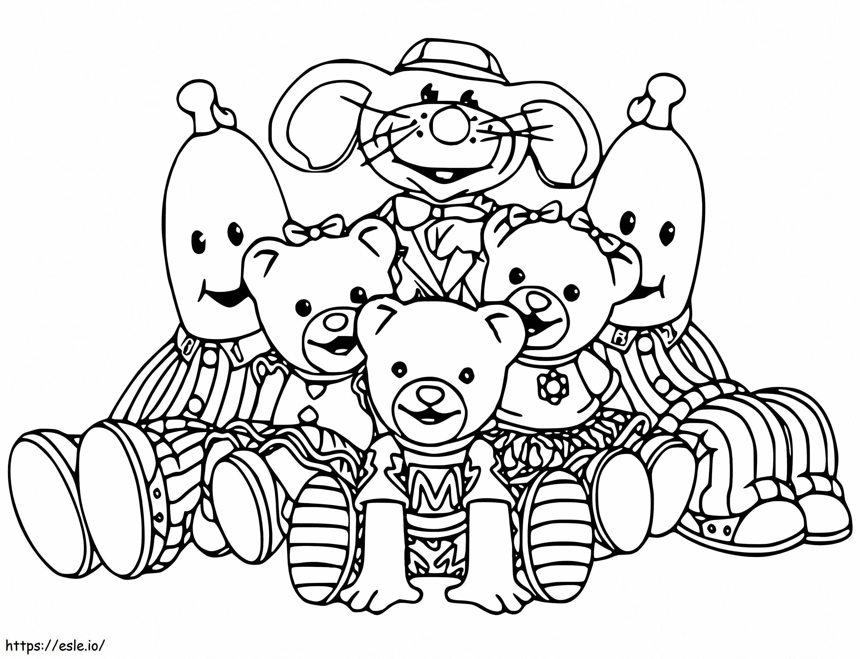 Bananas In Pyjamas And Friends coloring page