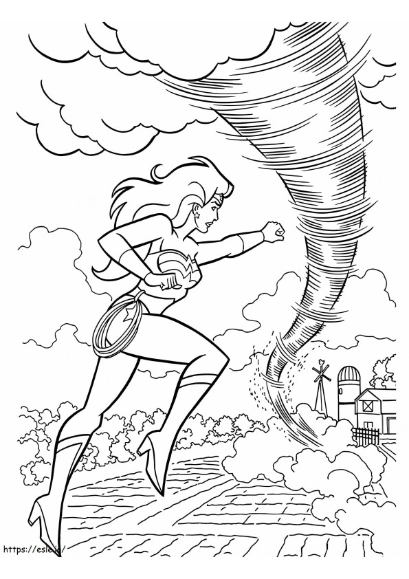 1568705871 Wonder Woman With Tornado A4 coloring page