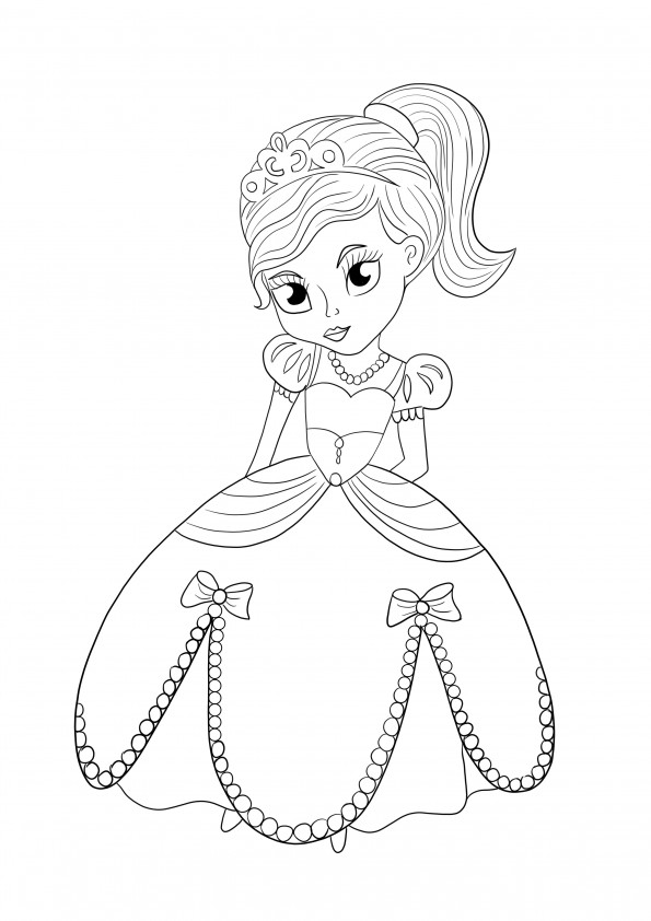 Cute princess coloring and free printing image