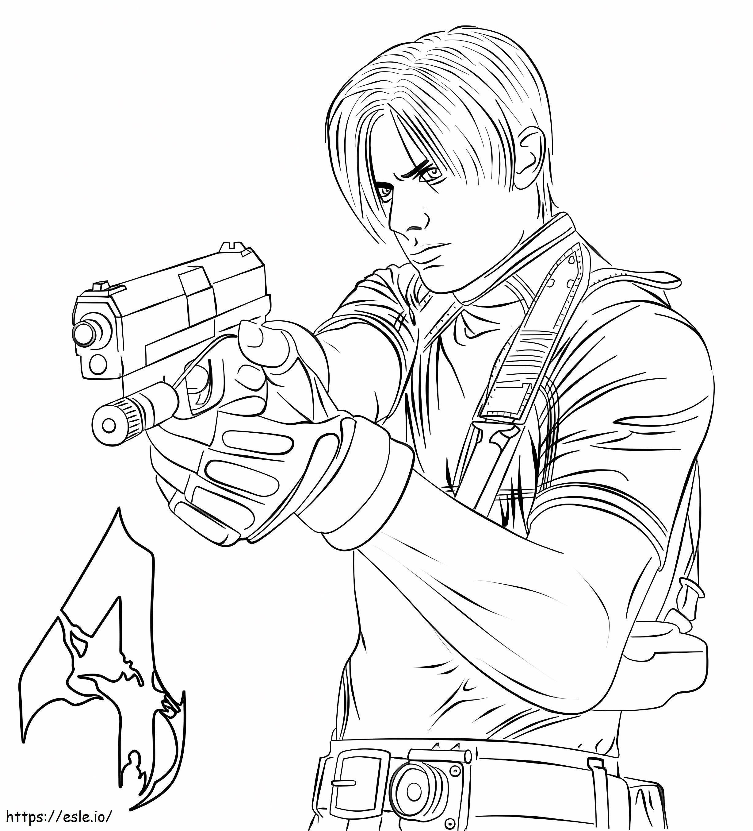 Leon van Resident Evil kleurplaat kleurplaat