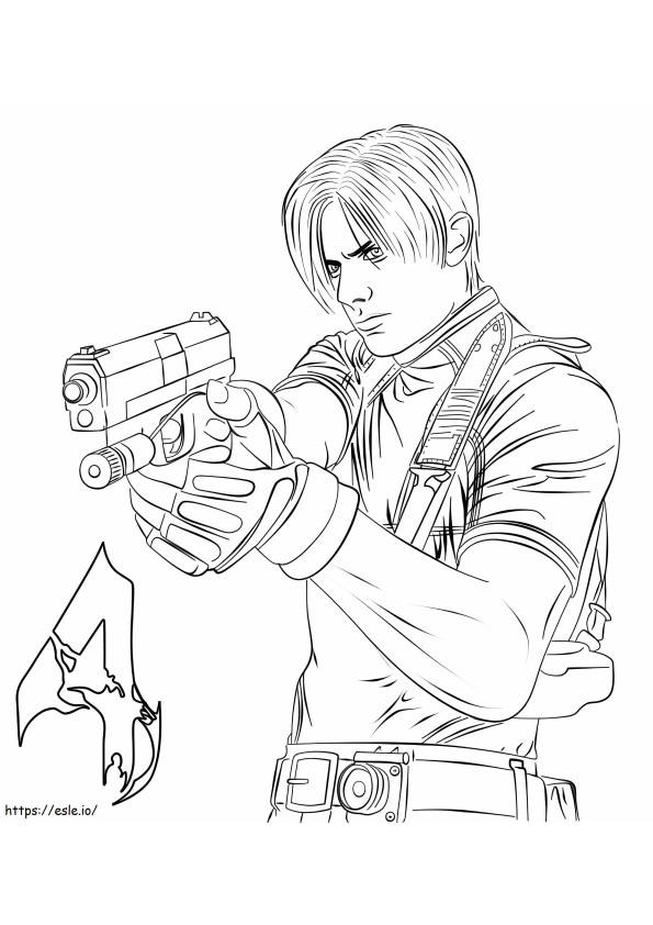 Leon din Resident Evil de colorat