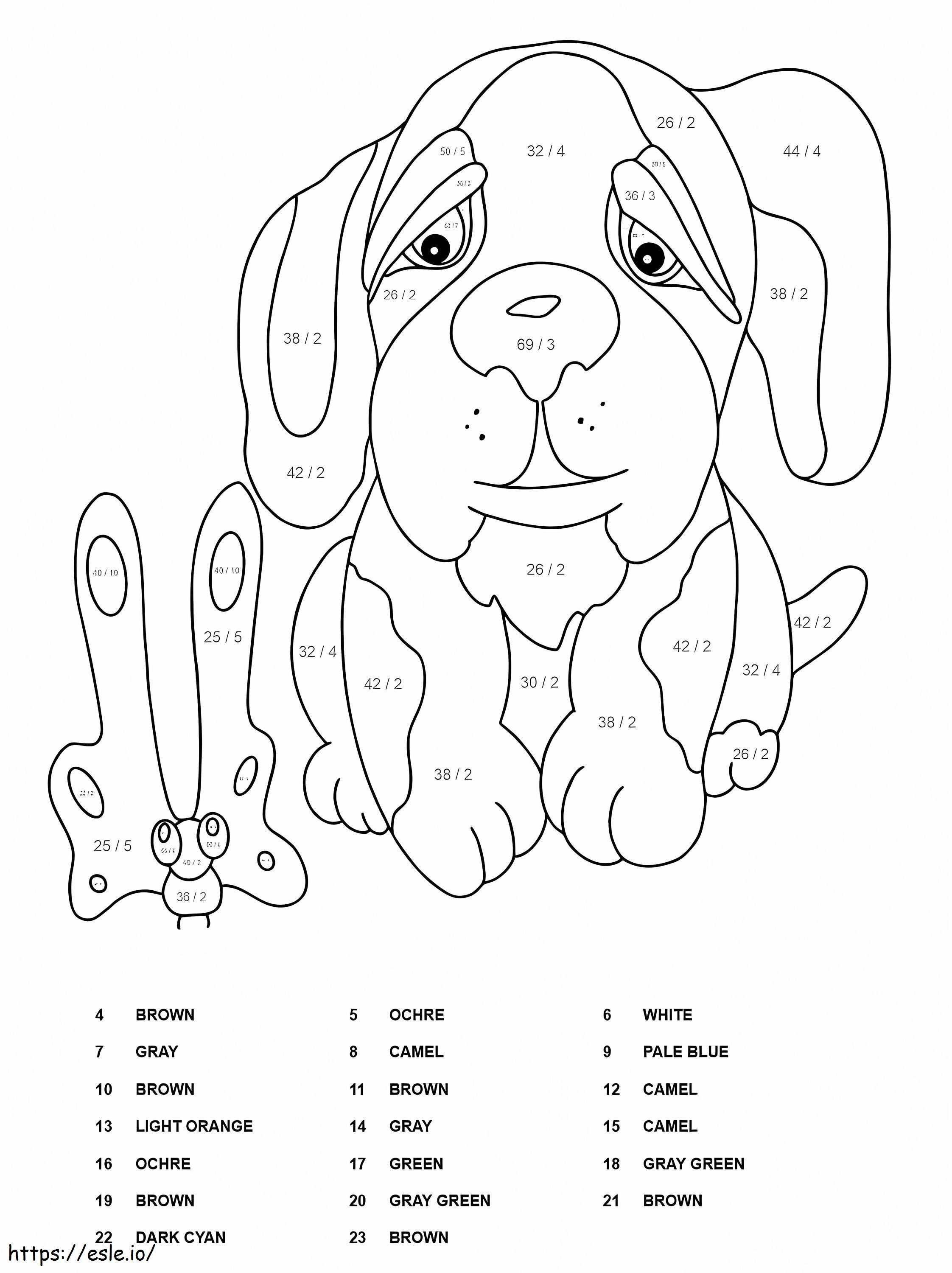 Coloriage Division de chien couleur par numéro à imprimer dessin