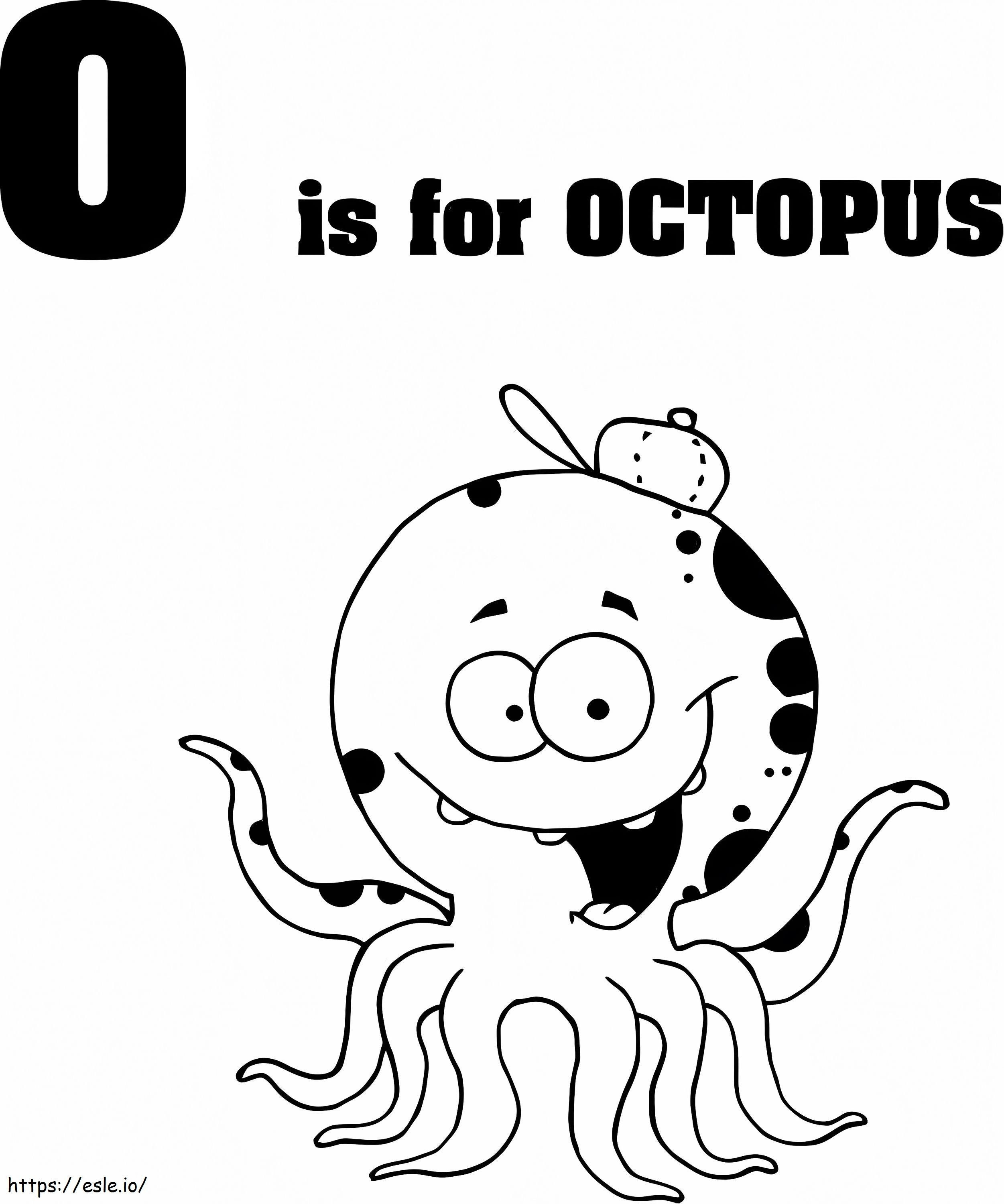 Hauska Octopus-kirjain värityskuva