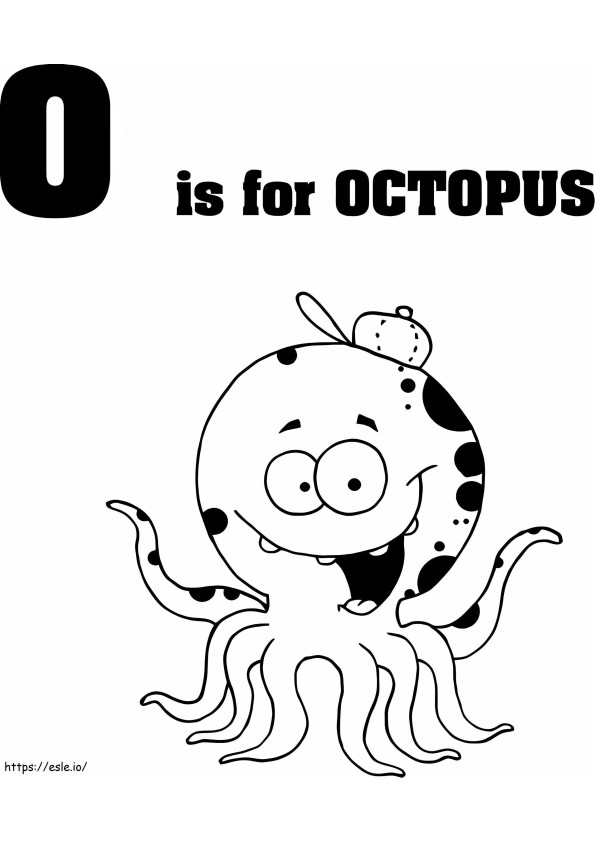 Hauska Octopus-kirjain värityskuva