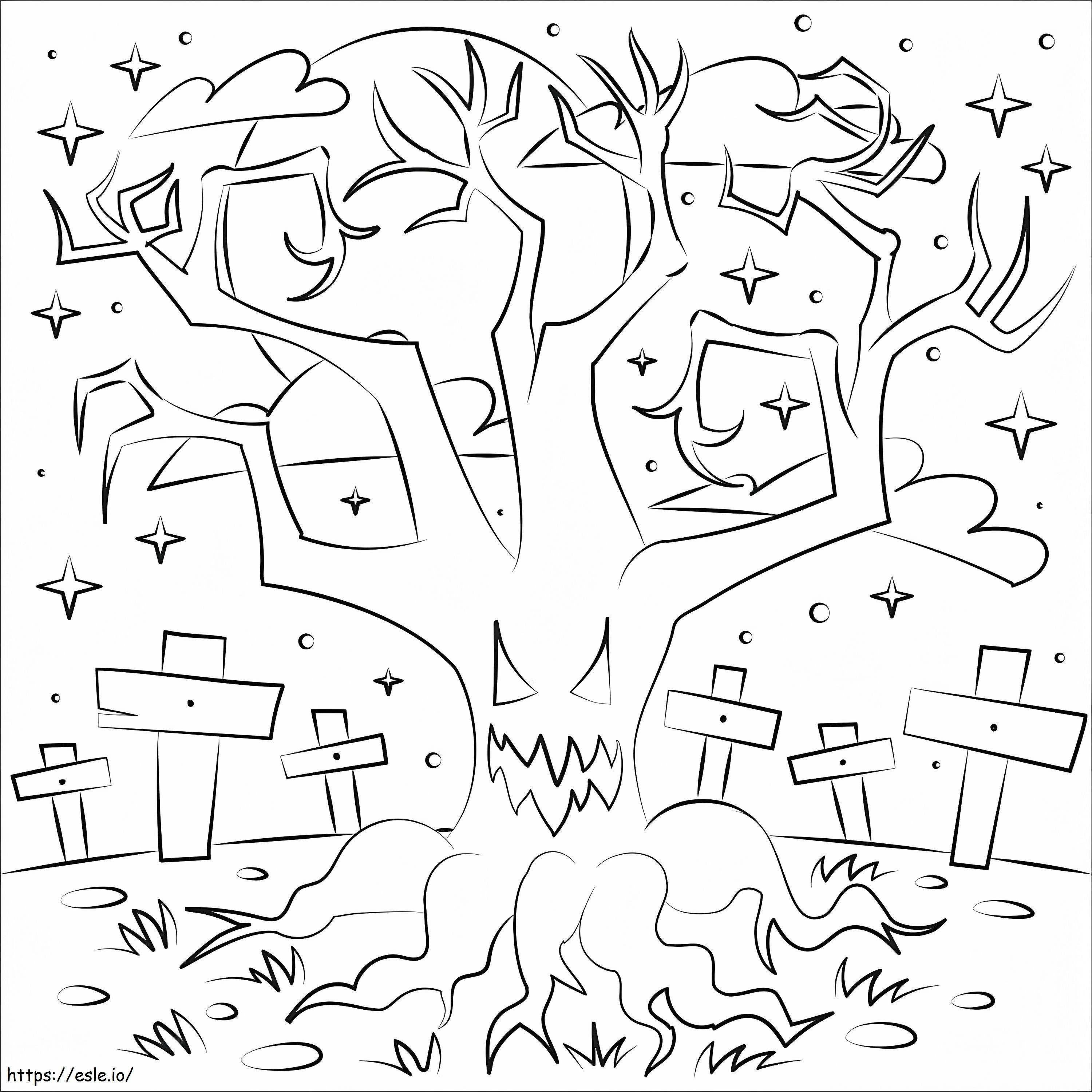 Haunted Tree coloring page