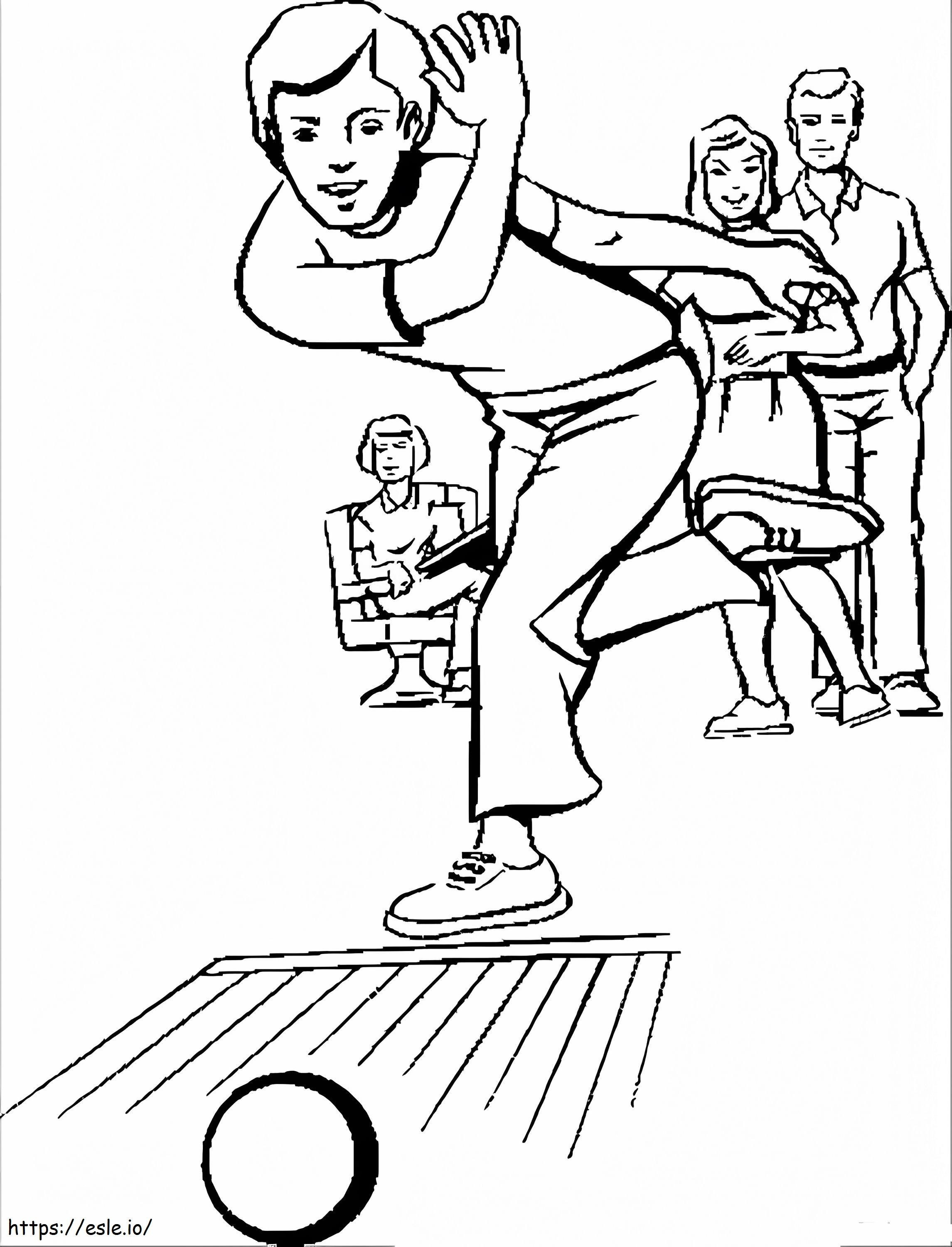Coloriage Famille jouant au bowling à imprimer dessin