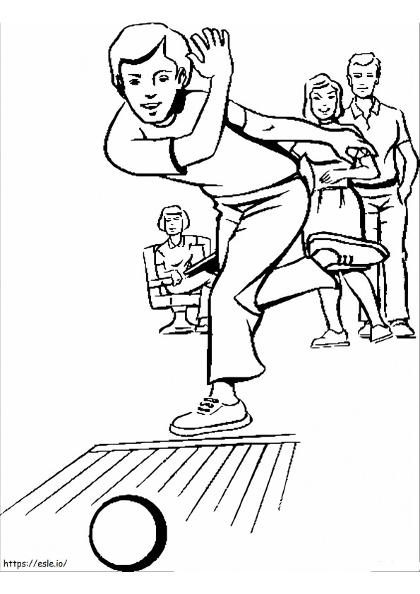Family Playing Bowling coloring page