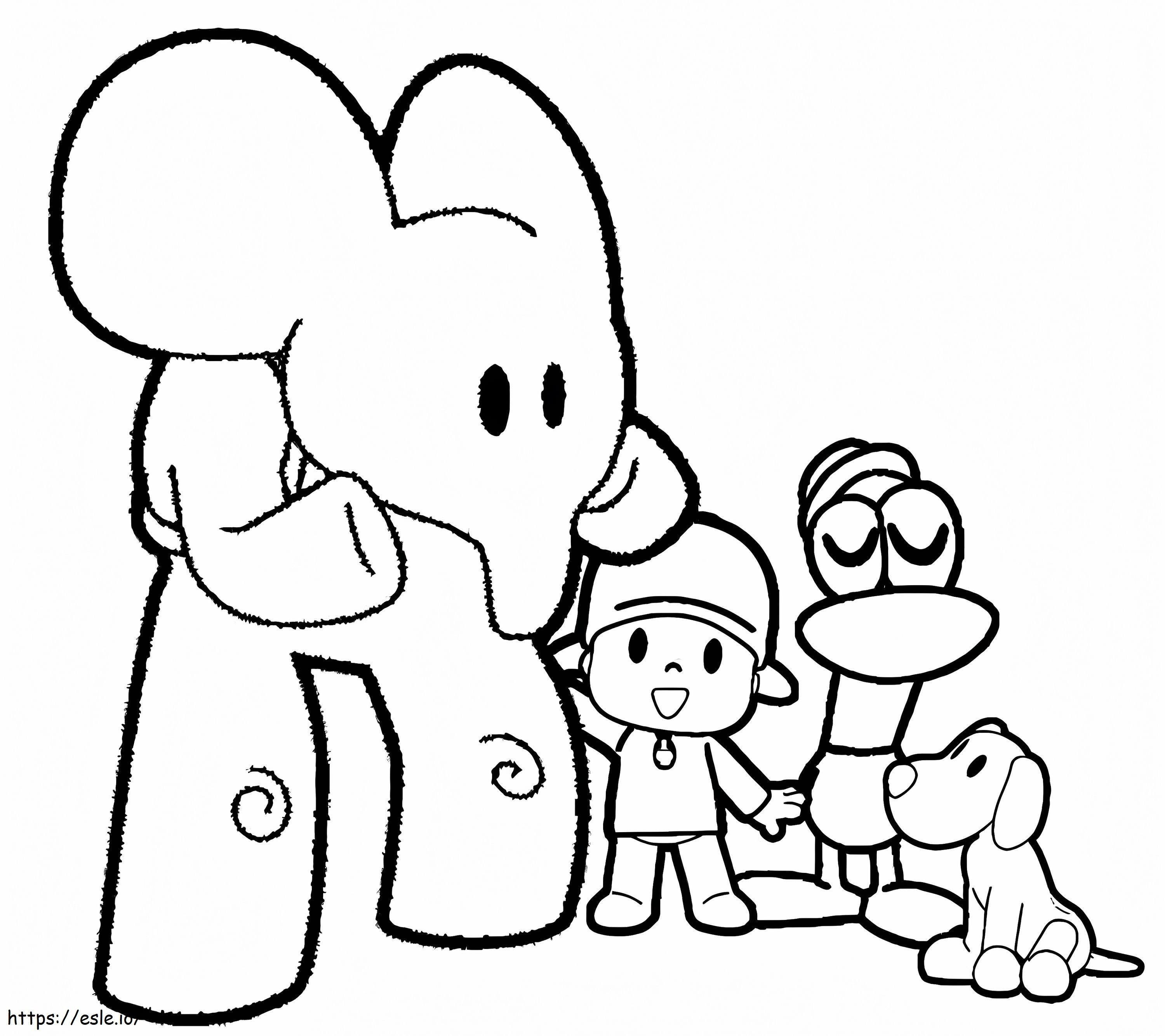 Pocoyo e seus amigos engraçados para colorir