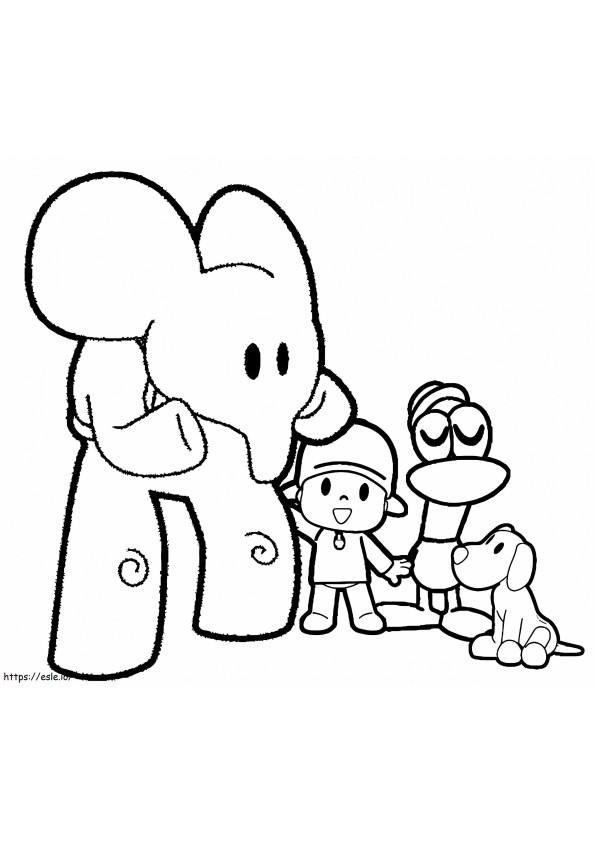 Pocoyo e seus amigos engraçados para colorir
