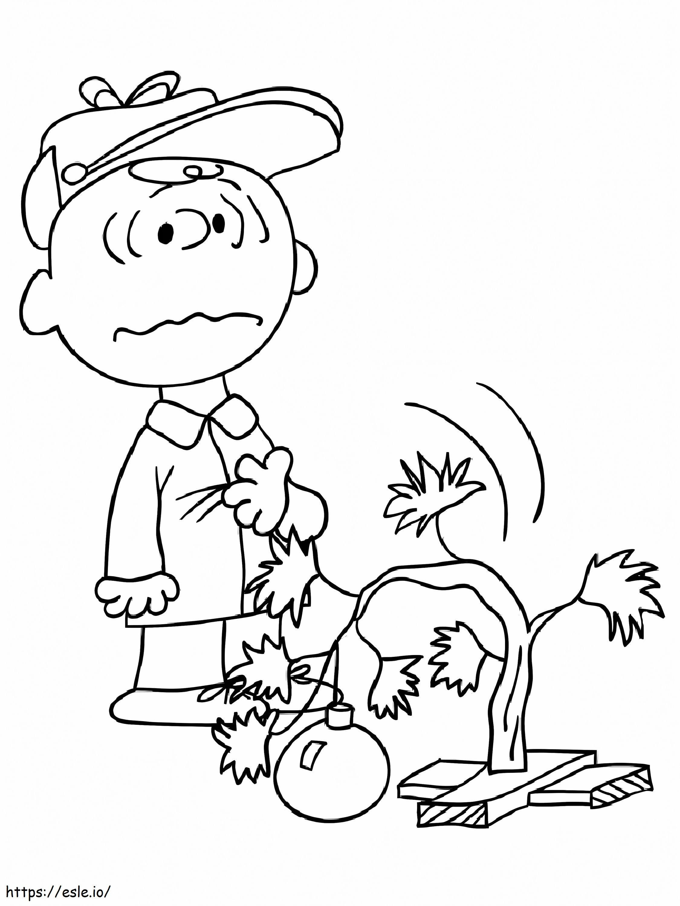 Trist Charlie Brown de colorat