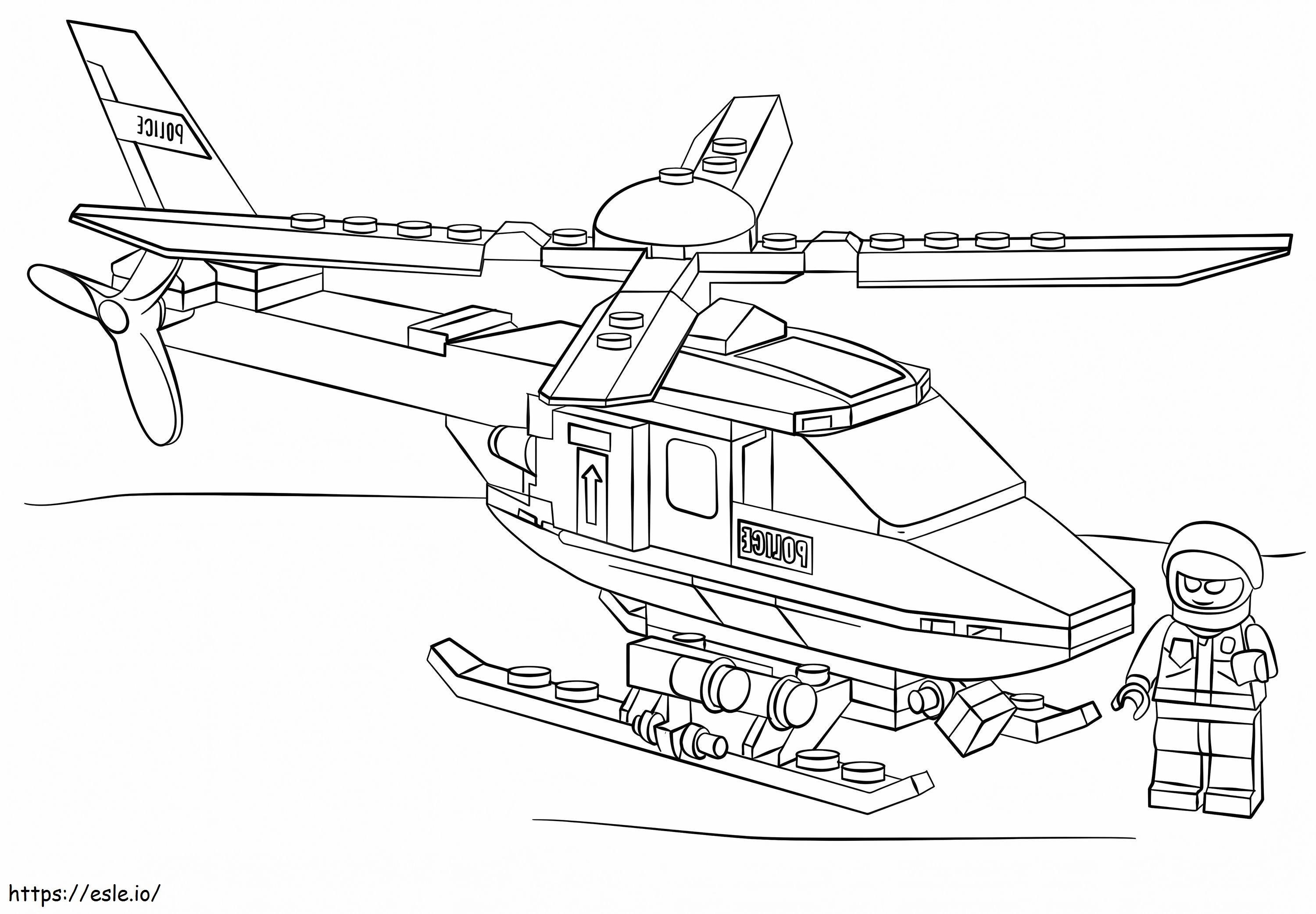 Lego policía y helicóptero para colorear