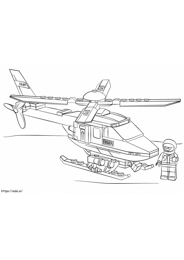 レゴ警察とヘリコプター ぬりえ - 塗り絵